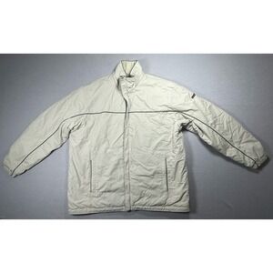VINTAGE Y2K Reebok Beige British Classic Puffer Hooded Jacket Men's Extra Large
